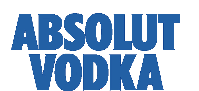 Absolut Vodka logo in bold blue text.