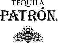 Patrón Tequila logo featuring stylized bee design.