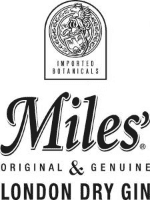 Miles' London Dry Gin logo with imported botanicals emblem.